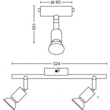 Philips limbali Stab-Röhre Nickel 2x50W 230V Philips limbali Stab-Röhre Nickel 2x50W 230V
