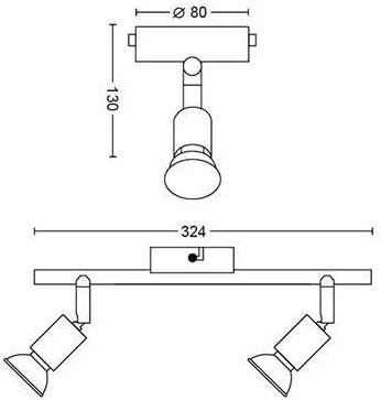 Philips limbali Stab-Röhre Nickel 2x50W 230V Philips limbali Stab-Röhre Nickel 2x50W 230V