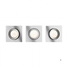 Philips Shellbark LED-infälld spot fyrkantig 4,5W krom set om 3 Philips Shellbark LED-infälld spot fyrkantig 4,5W krom set om 3