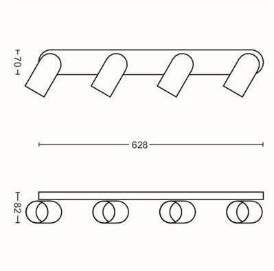 Philips PONGEE Bar-Rohr schwarz 4xNW 230V