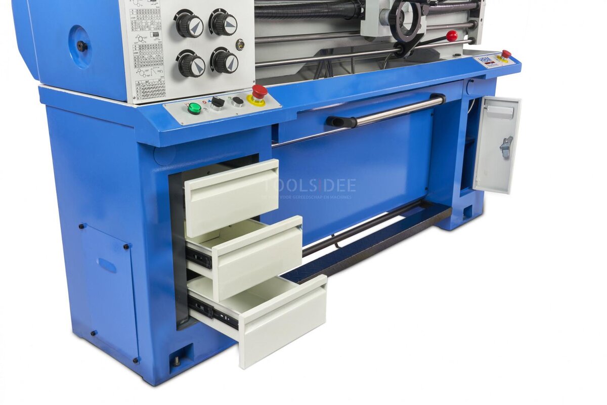 HBM 360 x 1000 industriell metalldreiebenk komplett med stor åpning med 3-akset LCD digitalt avlesningssystem - 400 volt