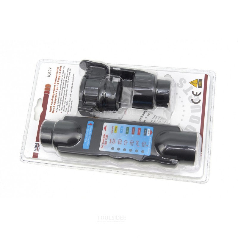 HBM Trailer Plug Tester With 2 Adapters 7 and 13 Pole 12 Volt