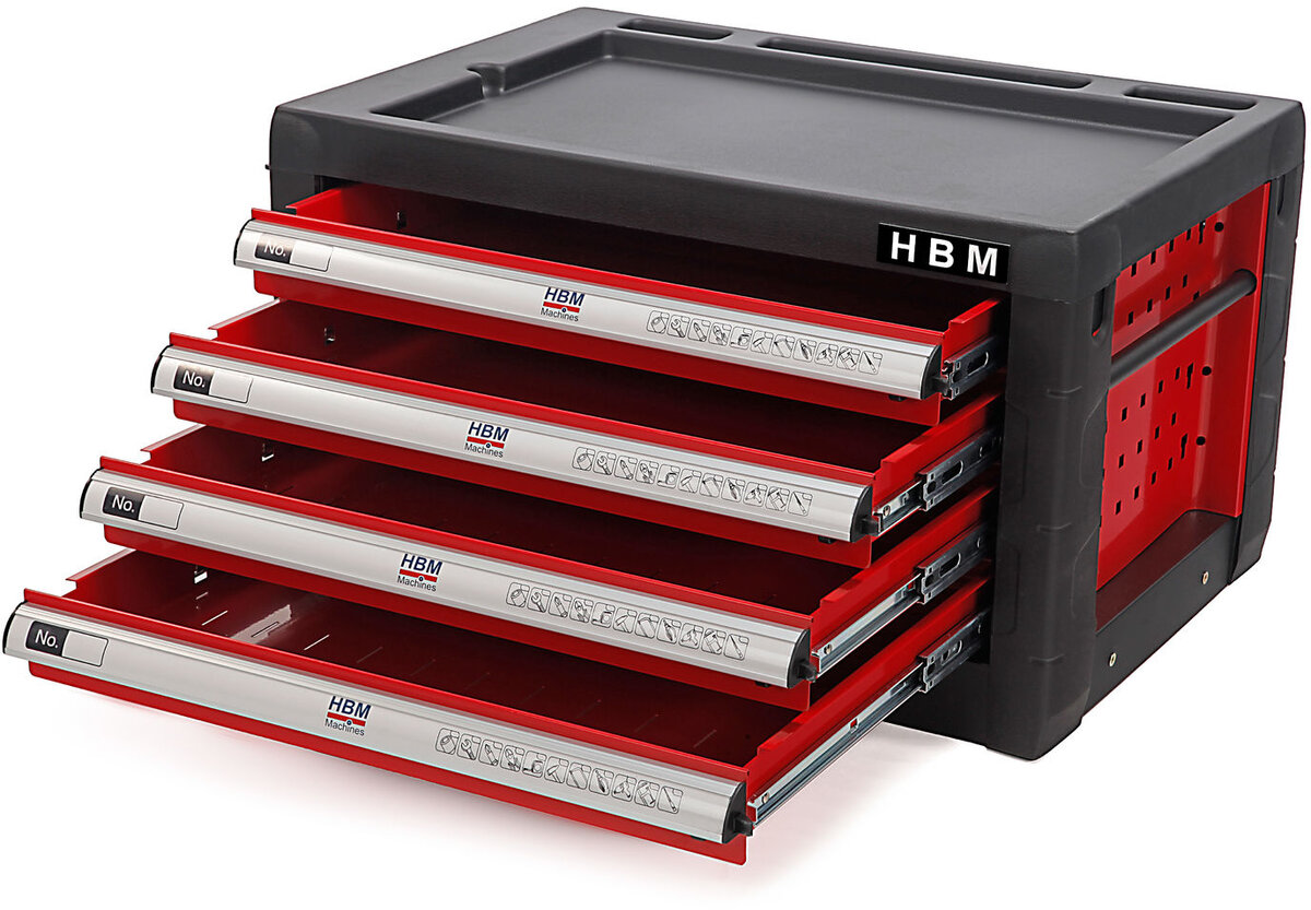 HBM 4 Laden Gereedschap Opzetkast - ROOD