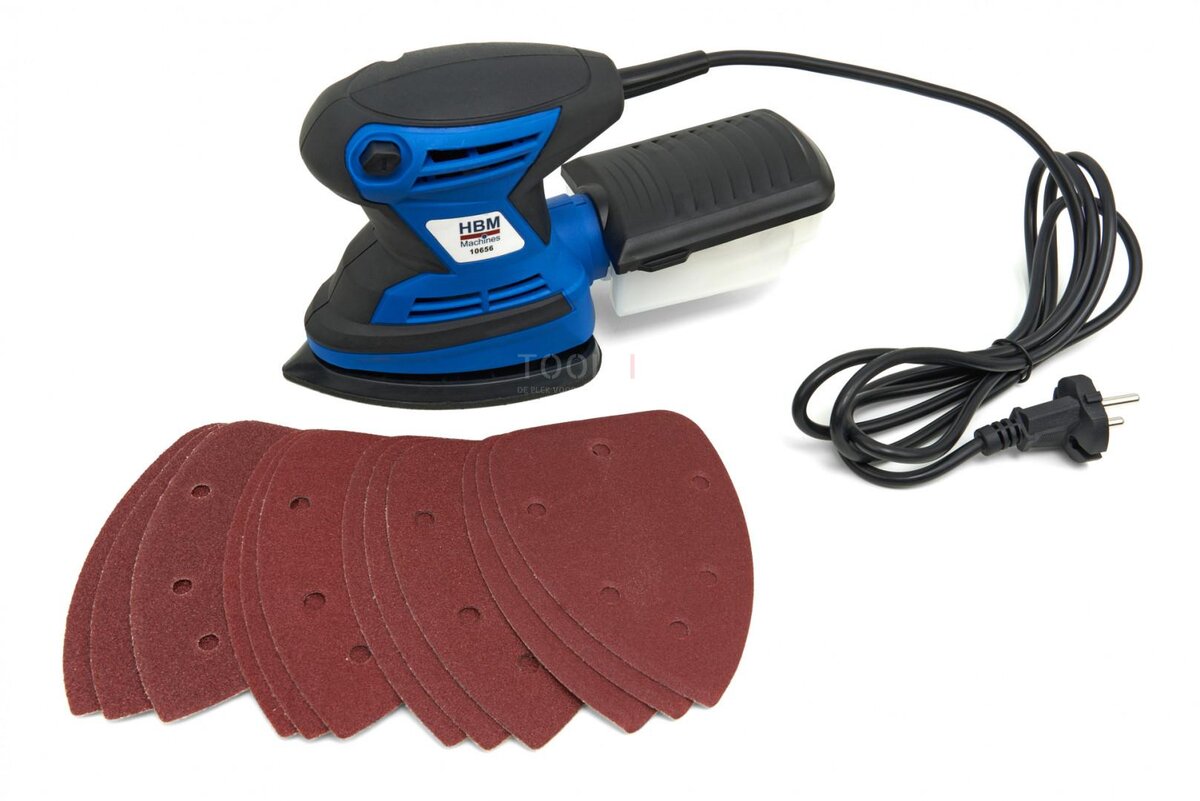 HBM 200 Watts. Multifunctional Palm Sander Including 12 Sanding Sheets