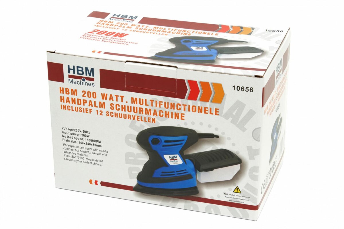 HBM 200 Watts. Multifunctional Palm Sander Including 12 Sanding Sheets