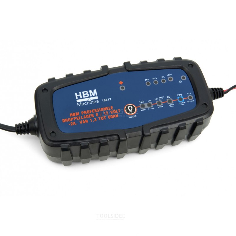 HBM Professional Trickle Charger 6 / 12 Volt - 2A. From 1.3 to 60AH