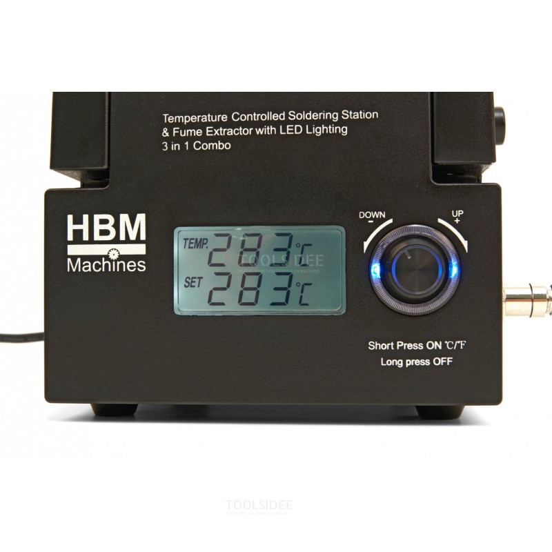 HBM Professional Digital lödstation med LED-belysning och lödröksugning
