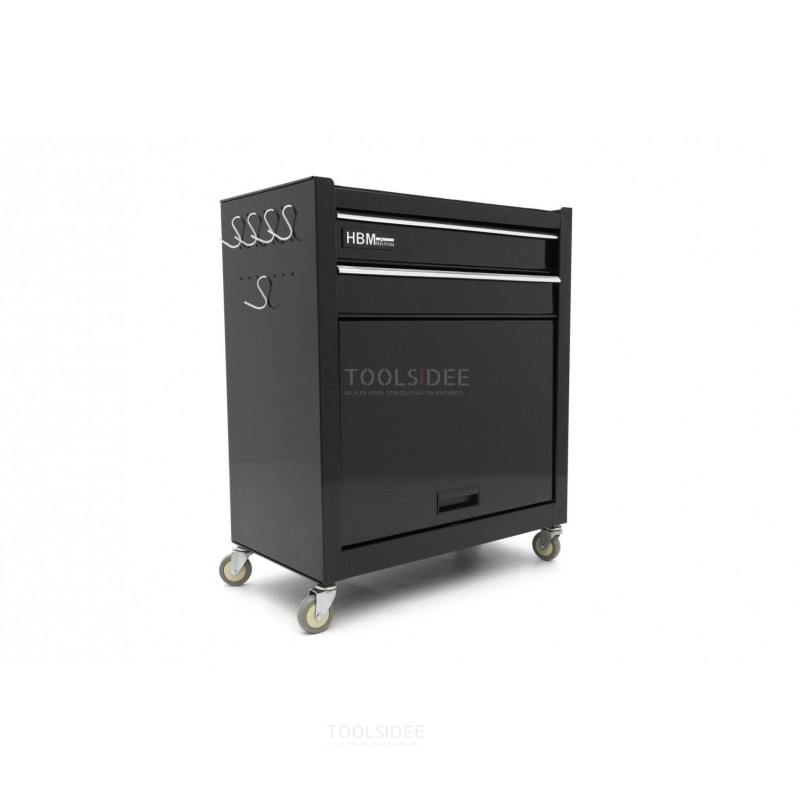 HBM 2 Drawers Tool Trolley With Flap - BLACK
