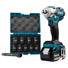 Makita DTW285RTJX 18V - Boulonneuse à chocs alimentée par batterie Li-Ion (2x5Ah) – 280 Nm – 1/2'' - Moteur brushless