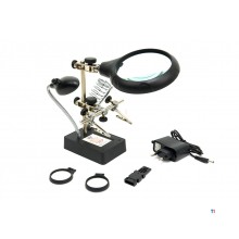 HBM Deluxe 3rd Hand Loupe Lamp with 3 x Loupe Magnification and LED Lighting