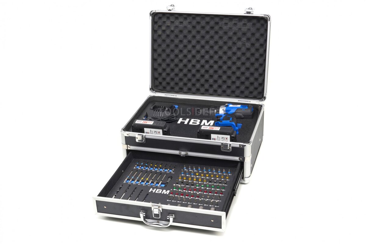HBM Professional 20V 2.0AH Cordless Drill with 100 Piece Accessories Set