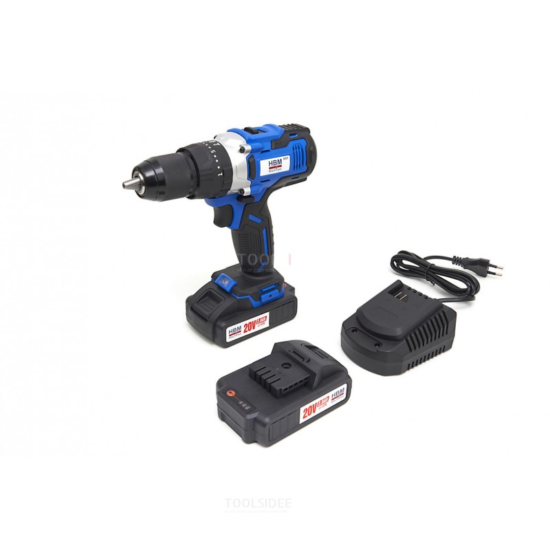 HBM Professional 20V 2.0AH Cordless Drill with 100 Piece Accessories Set
