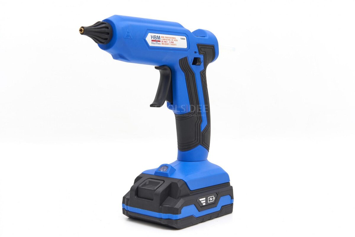 HBM Professional -liimapistooli akulla 20 volttia – 2,0 AH sisältäen 2 paristoa