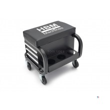 HBM Professional Mobil verkstedstol, krakk med 3 skuffer HBM Professional Mobil verkstedstol, krakk med 3 skuffer