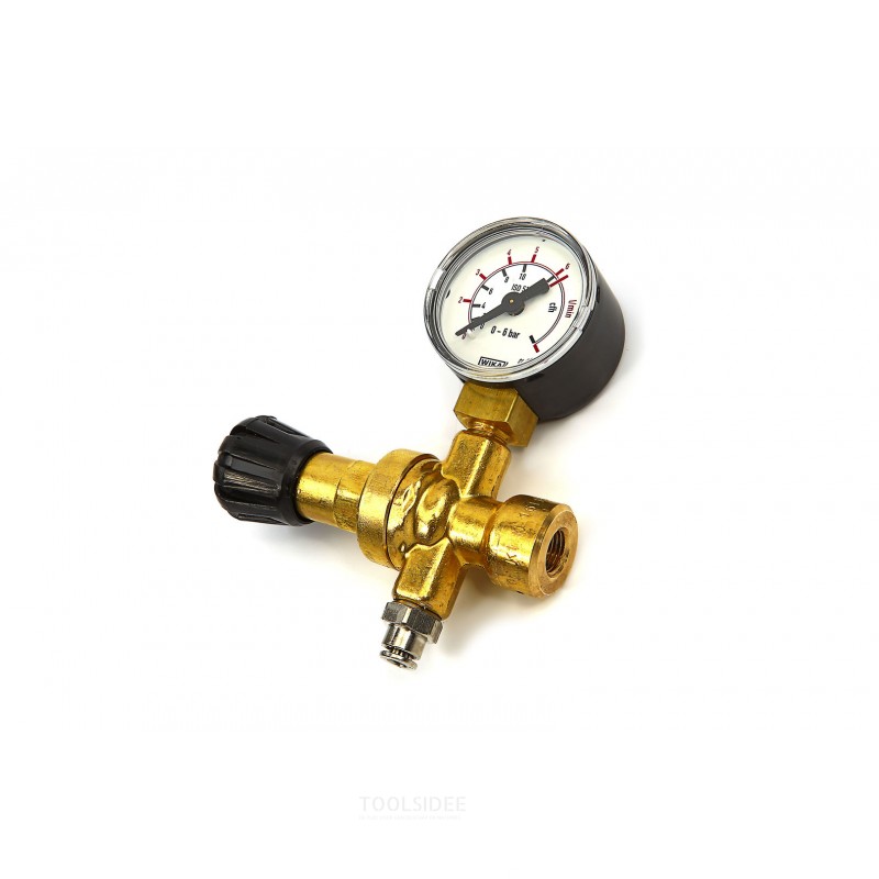 HBM pressure reducing valve including manometer for mig-mag disposable bottle