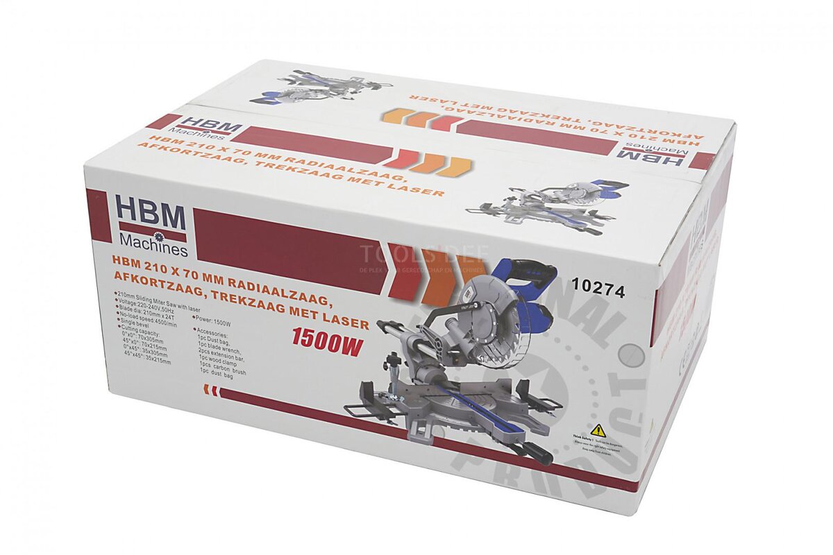 HBM 215 x 70 mm Radialsav, Krydssav, Træksav med Laser HBM 215 x 70 mm Radialsav, Krydssav, Træksav med Laser