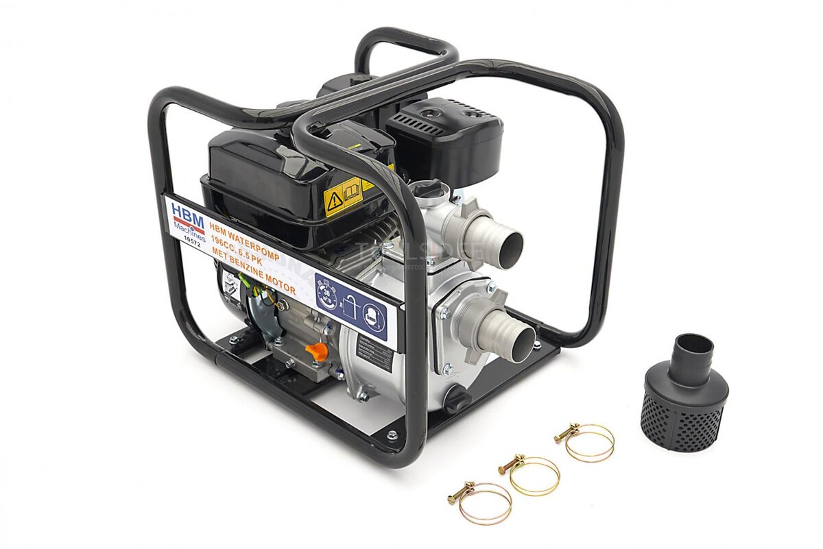 HBM Waterpomp 196cc. 6.5 PK met Benzine Motor 