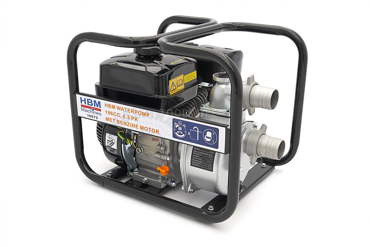 HBM Waterpomp 196cc. 6.5 PK met Benzine Motor 