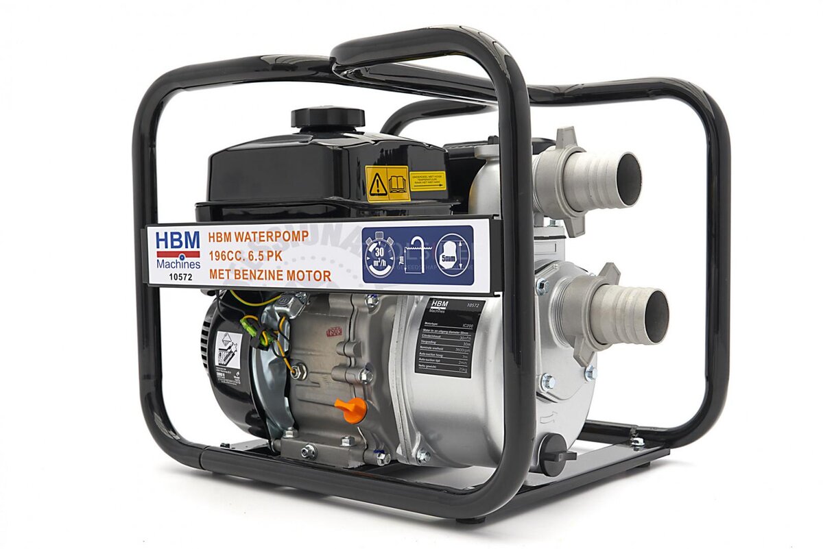 HBM Waterpomp 196cc. 6.5 PK met Benzine Motor 