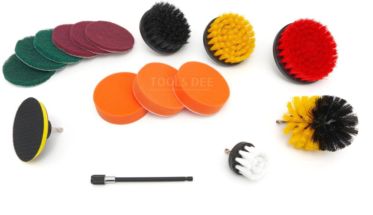 HBM 16-delers rengjørings-/polerings- og slipesett for drillen