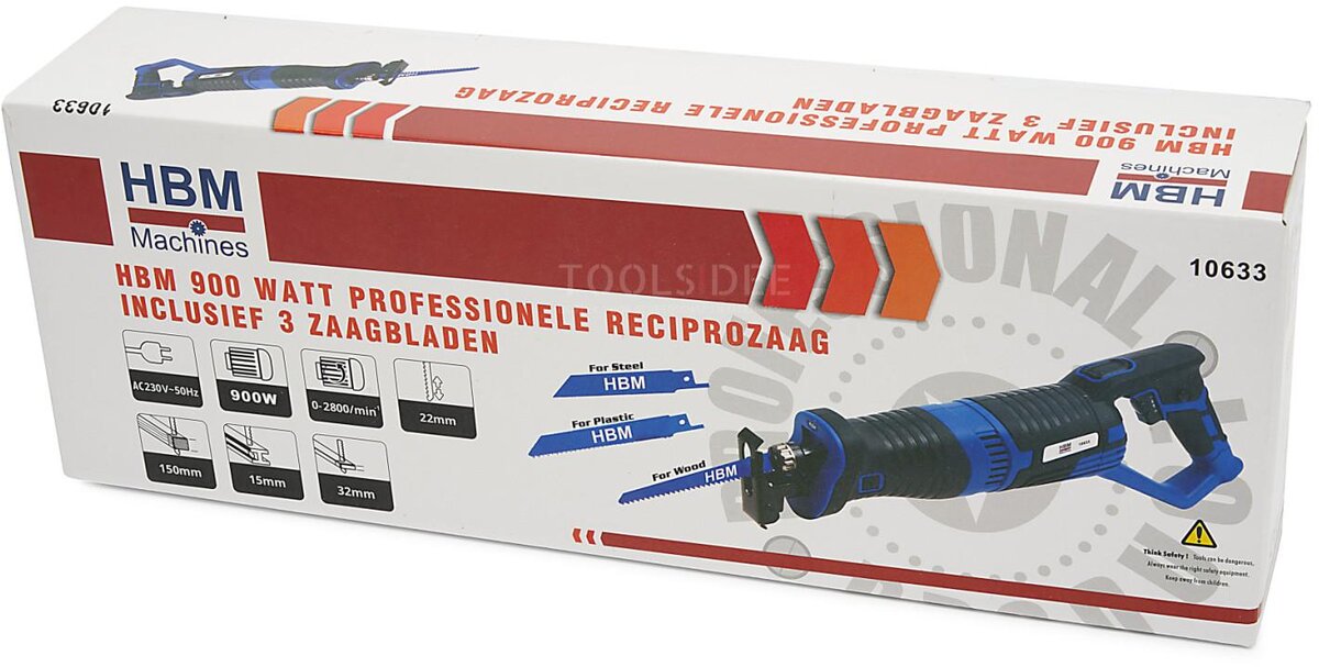 HBM 900 watt profesjonell frem- og tilbakegående sag Inkludert 3 sagblad