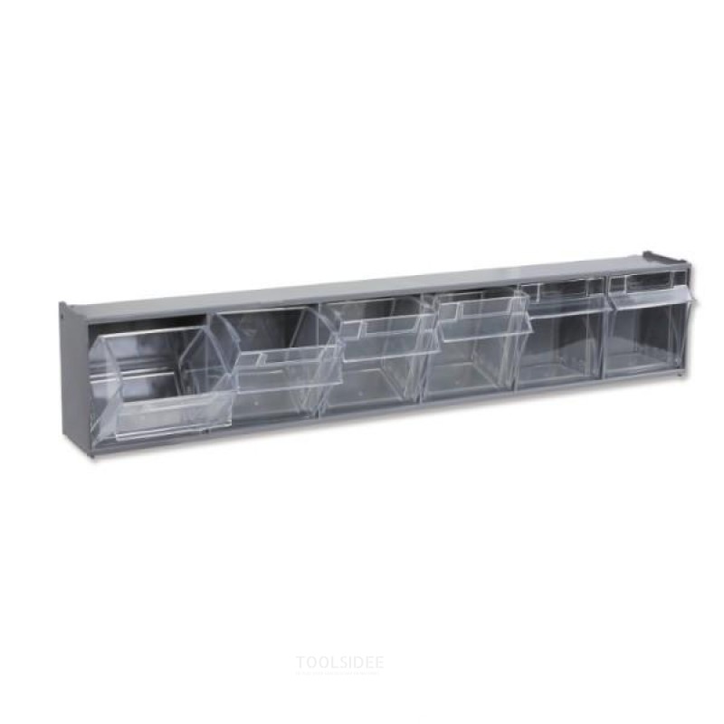 Beta 6-compartment storage bins, made of plastic, with wall holder