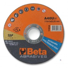 Beta cutting discs for steel and stainless steel, thin, with flat center
