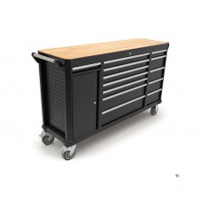 HBM 168 cm. 13 Drawers Professional Heavy Duty Tool Trolley, Workbench with Solid Wood Worktop