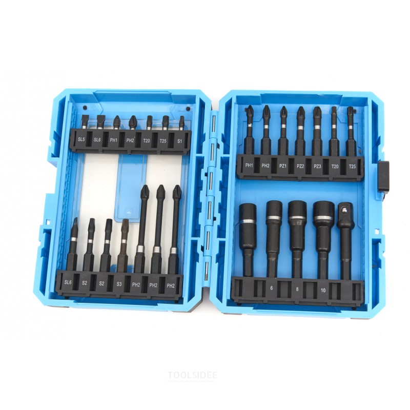 HBM 26 Piece Professional Impact Screw Bit Set and Socket Wrench Set With HEX Recording