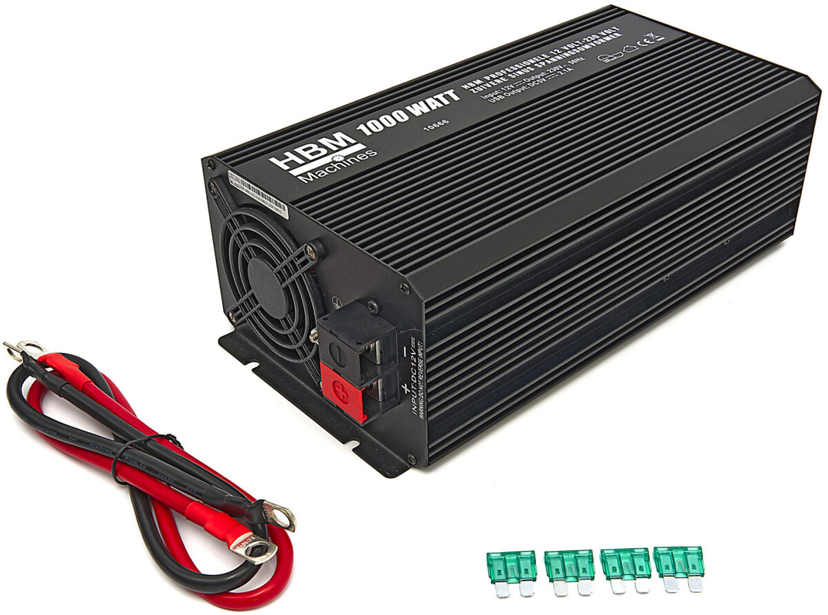 HBM Professional 12 Volt - 230 Volt Pure Sine Wave Voltage Converter 1000 Watt