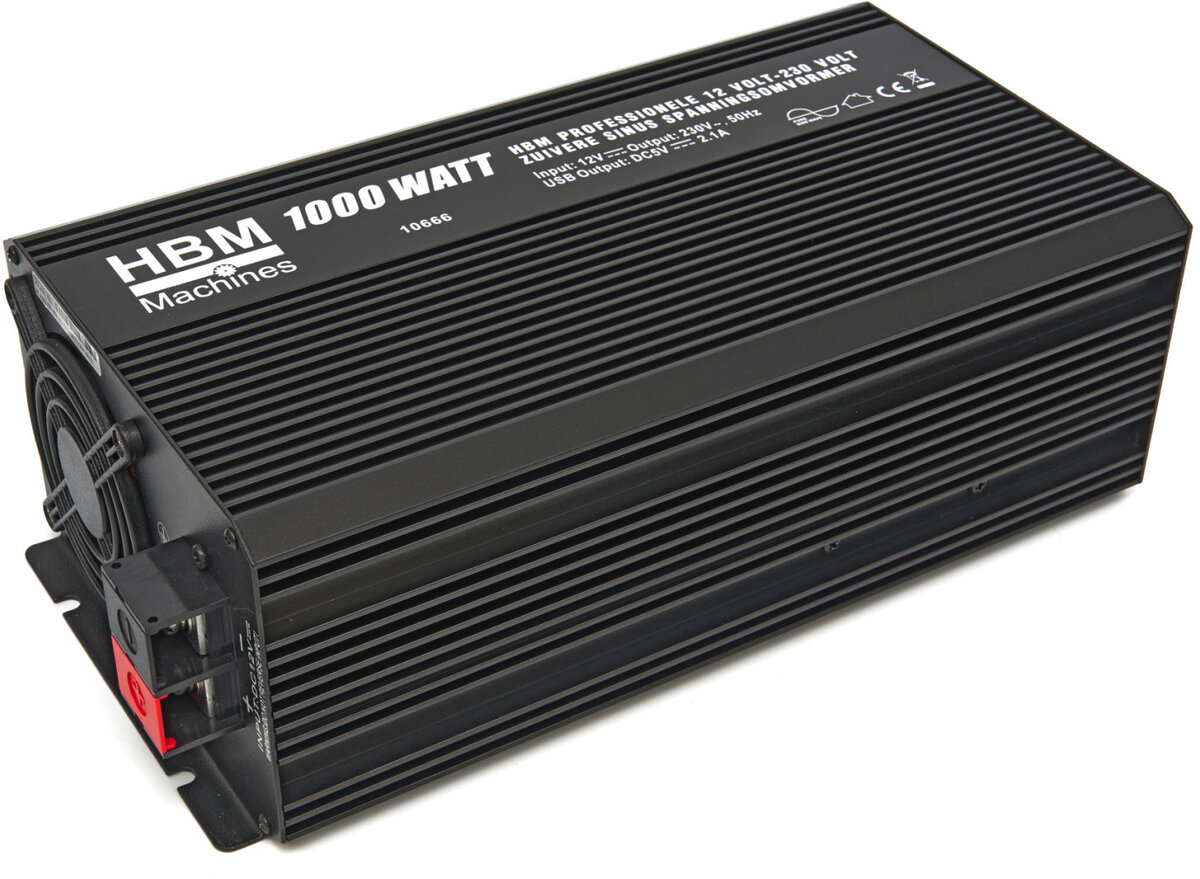 HBM Professional 12 Volt - 230 Volt Pure Sine Wave Voltage Converter 1000 Watt