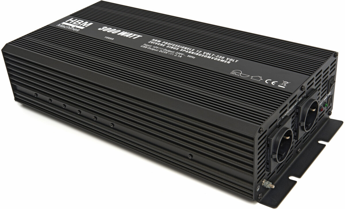 HBM Professional 12 Volt - 230 Volt Pure Sine Wave Voltage Converter 3000 Watt