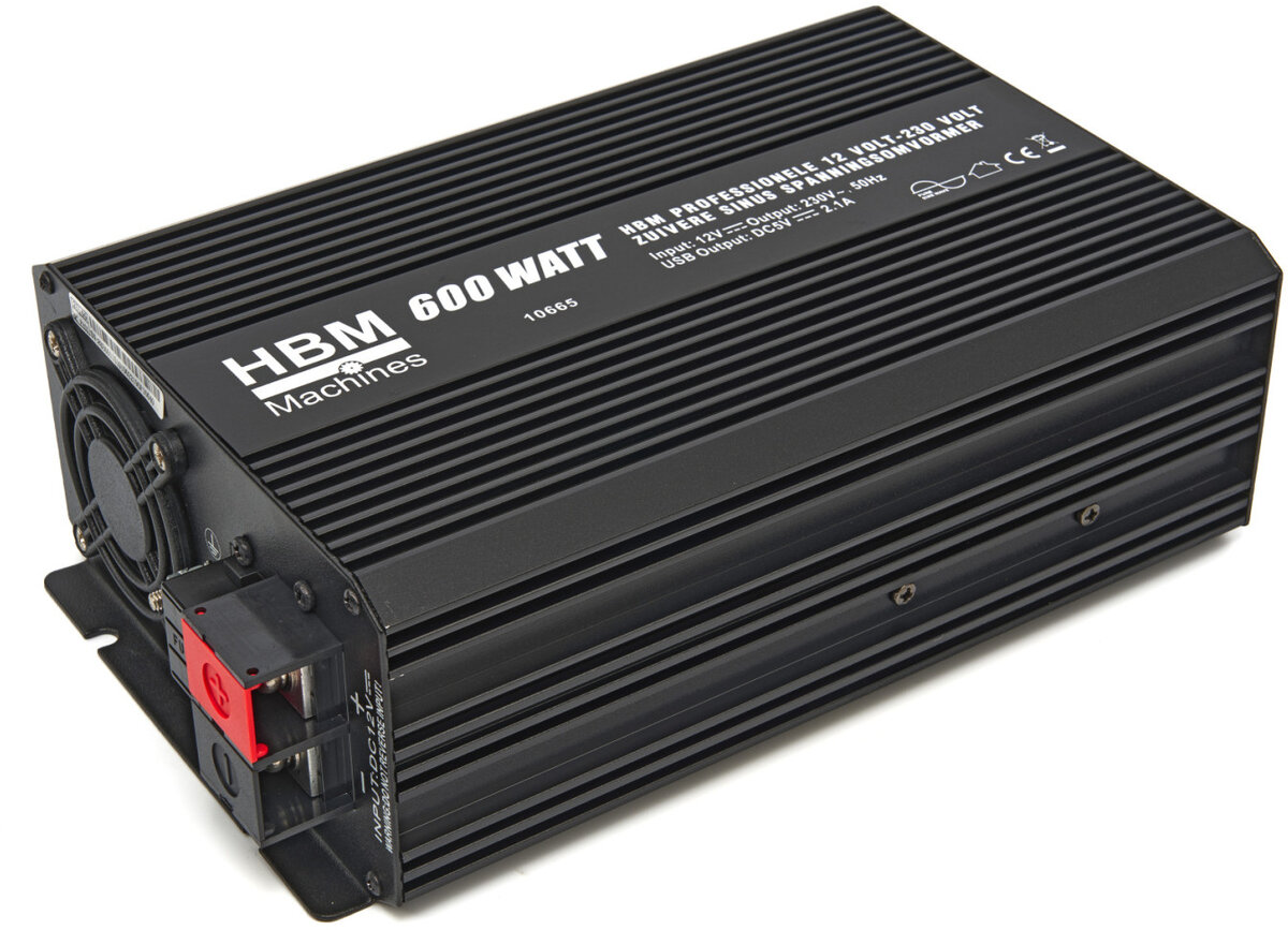 HBM Professional 12 Volt - 230 Volt Pure Sine Wave Voltage Converter 600 Watt