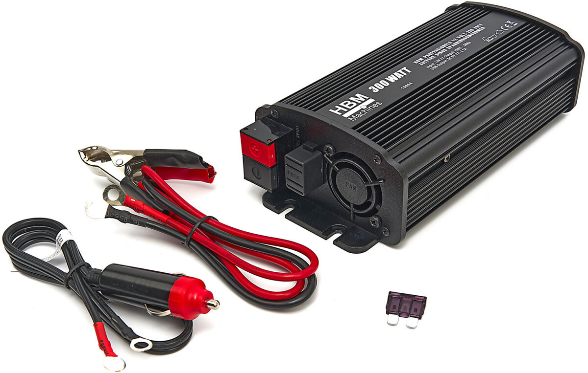 HBM Professionele 12 Volt - 230 Volt Zuivere Sinus Spanningsomvormer 300 Watt 