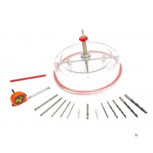 HBM 18 Piece Universal Adjustable HSS Hole Saw From 40 To 300 mm. With dust cover.