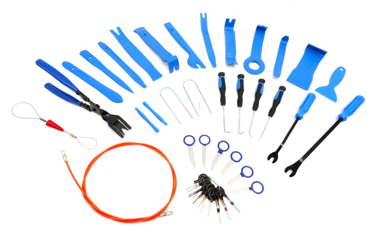 HBM 42-delers bilreparasjons-, monterings- og demonteringssett for dørdeksler, trimmer, møbeltrekk, Ra