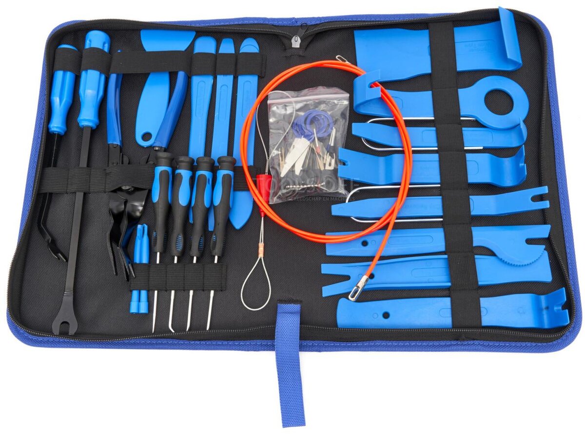 HBM 42-delers bilreparasjons-, monterings- og demonteringssett for dørdeksler, trimmer, møbeltrekk, Ra