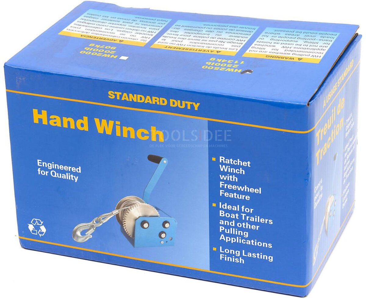 HBM 1130 kg. Profesjonell mekanisk vinsj med 7,6 meter stålkabel HBM 1130 kg. Profesjonell mekanisk vinsj med 7,6 meter stålkabel