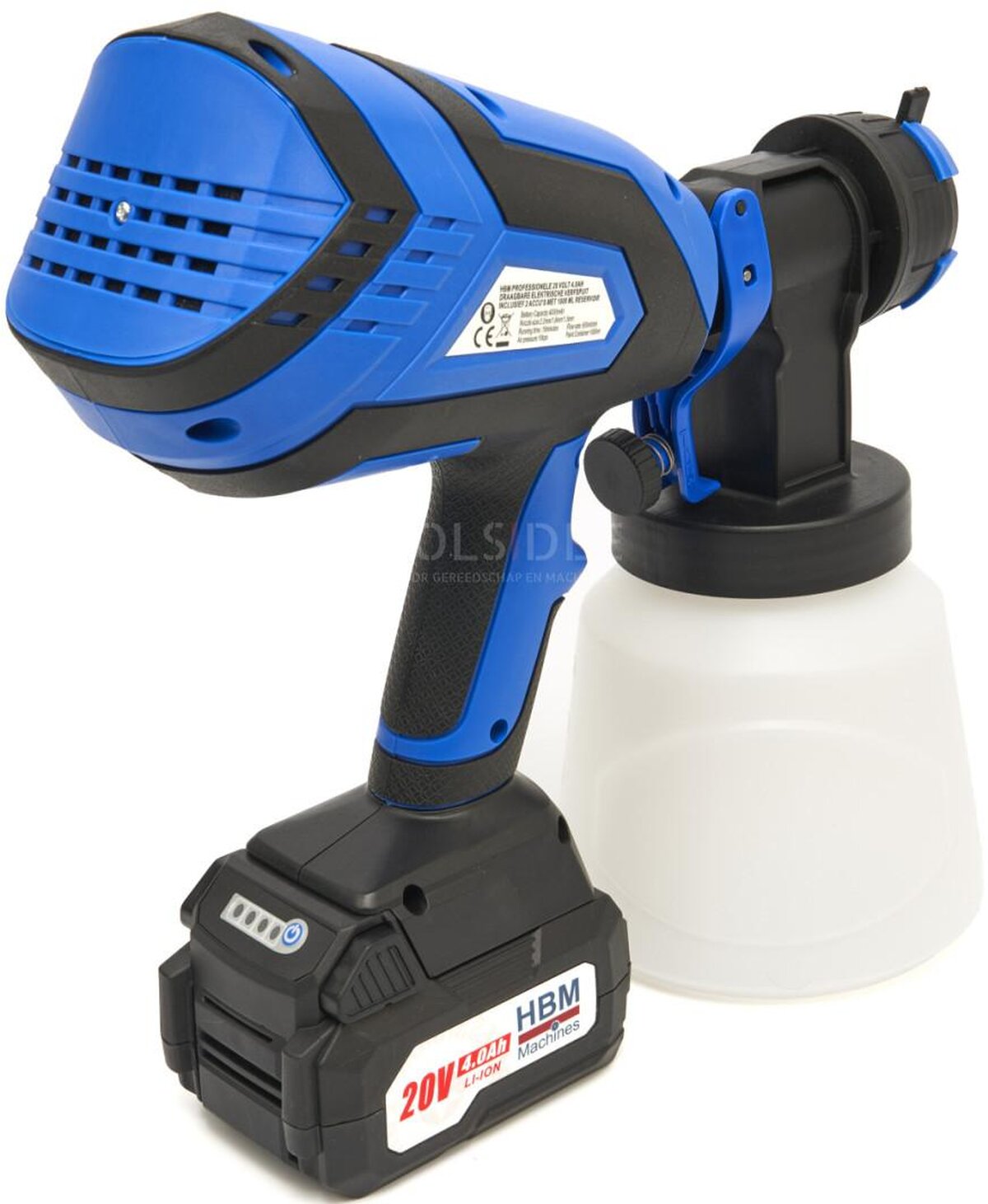 HBM Professionele 18 Volt 4.0AH Draagbare Elektrische Verfspuit Inclusief 2 Accu's Met 1000 ML Reser 
