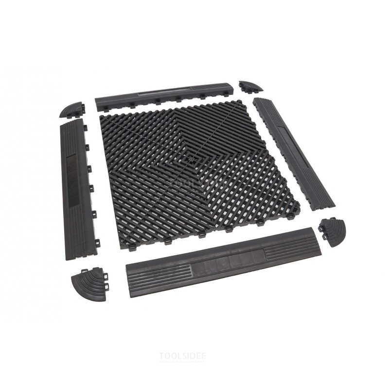 HBM 9 Piece PP Open Sound Tile Hard, Floor Tile Set for Floor Protection - 8000 KG / M2.
