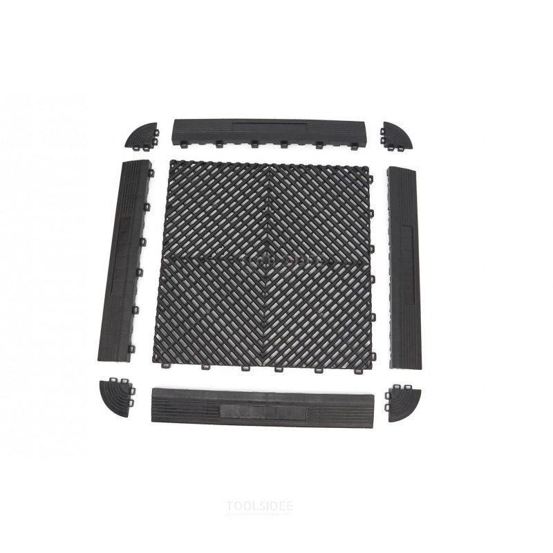 HBM 9 Piece PP Open Sound Tile Hard, Floor Tile Set for Floor Protection - 8000 KG / M2.