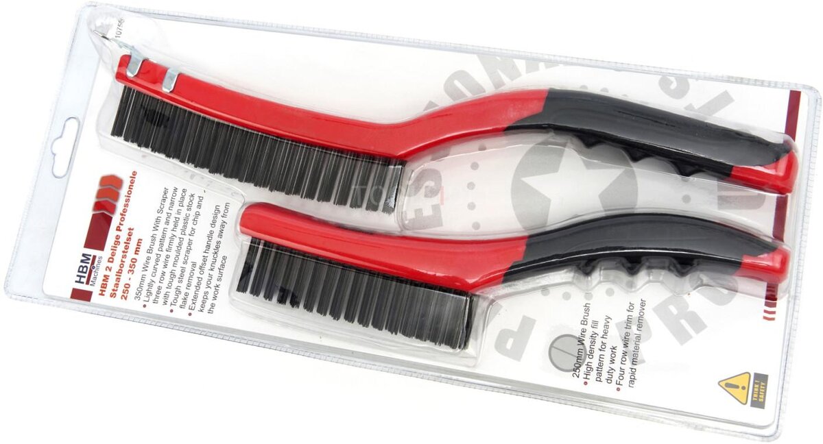 HBM 2 Piece Professional Wire Brush Set 250 - 350 mm. HBM 2 Piece Professional Wire Brush Set 250 - 350 mm.