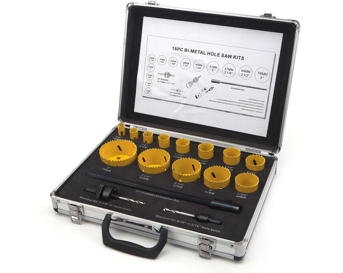 HBM 16 Piece Bi-Metal Hole Saw Set