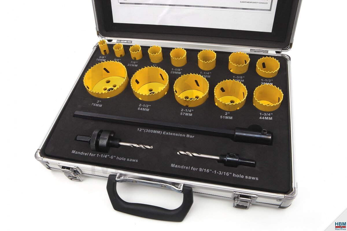 HBM 16 Piece Bi-Metal Hole Saw Set