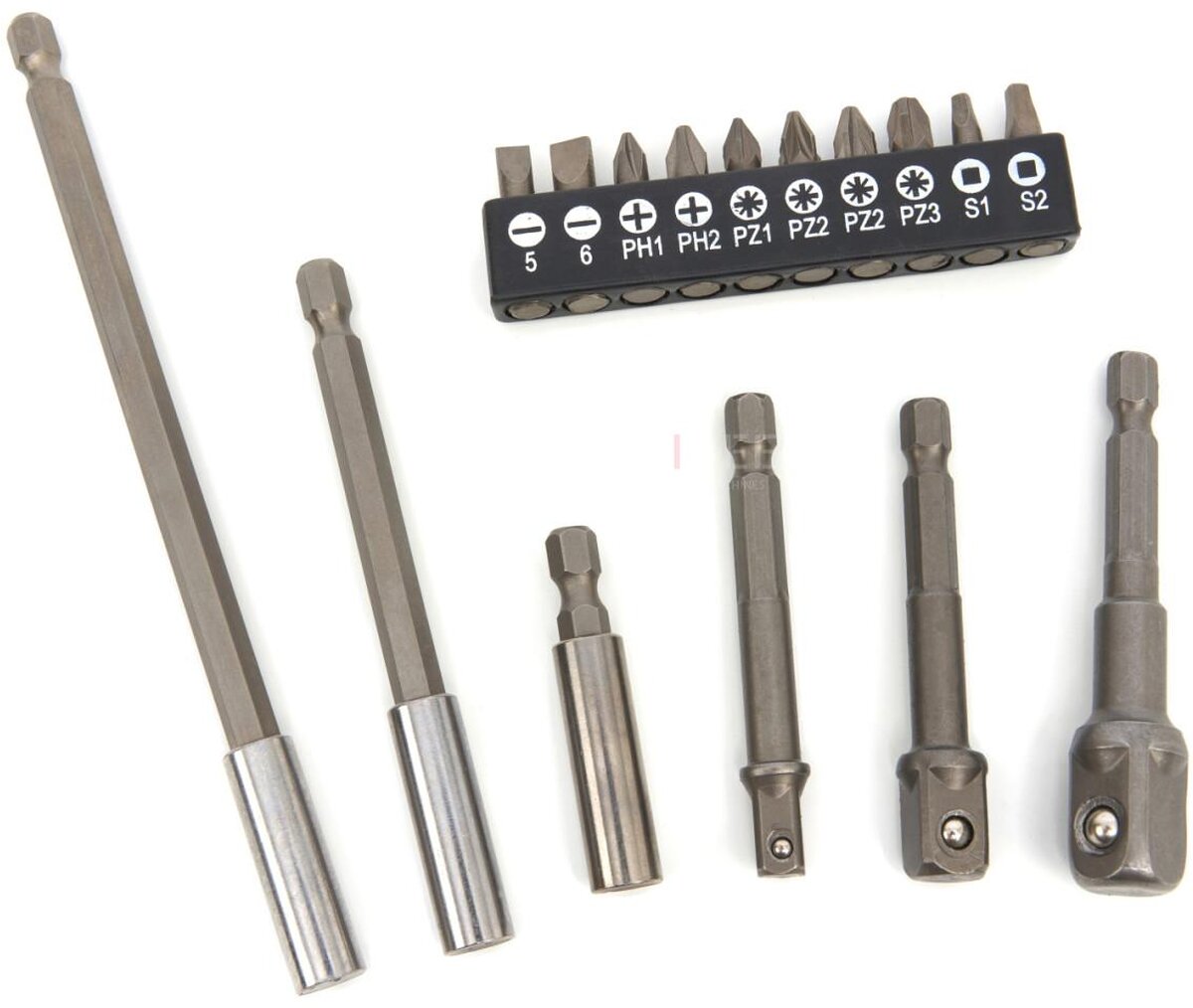 HBM 16 Delige Hex Verlengstukken, Adapter en Bitset 