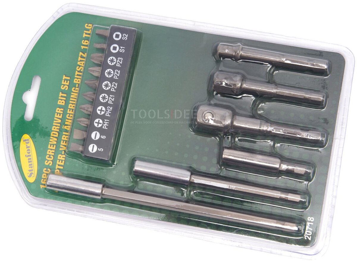 HBM 16 Delige Hex Verlengstukken, Adapter en Bitset 