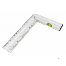 HBM Aluminium Blokhaak 250 mm met Waterpas, Winkelhaak, cm/mm
