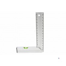 HBM Aluminium Blokhaak 250 mm met Waterpas, Winkelhaak, cm/mm
