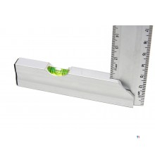 HBM Aluminium Blokhaak 250 mm met Waterpas, Winkelhaak, cm/mm
