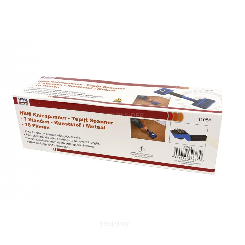 Tendeur de genou HBM - Tendeur de tapis - 7 étapes - plastique / métal - 16 broches